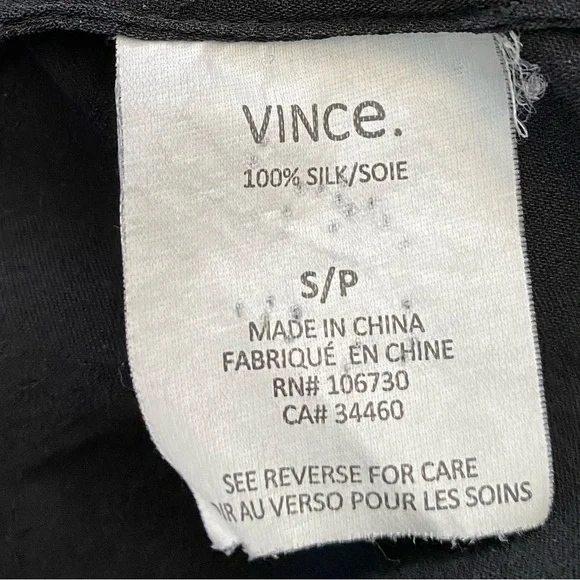 VINCE v neck silk blouse relaxed fit drape - Picture 7 of 8